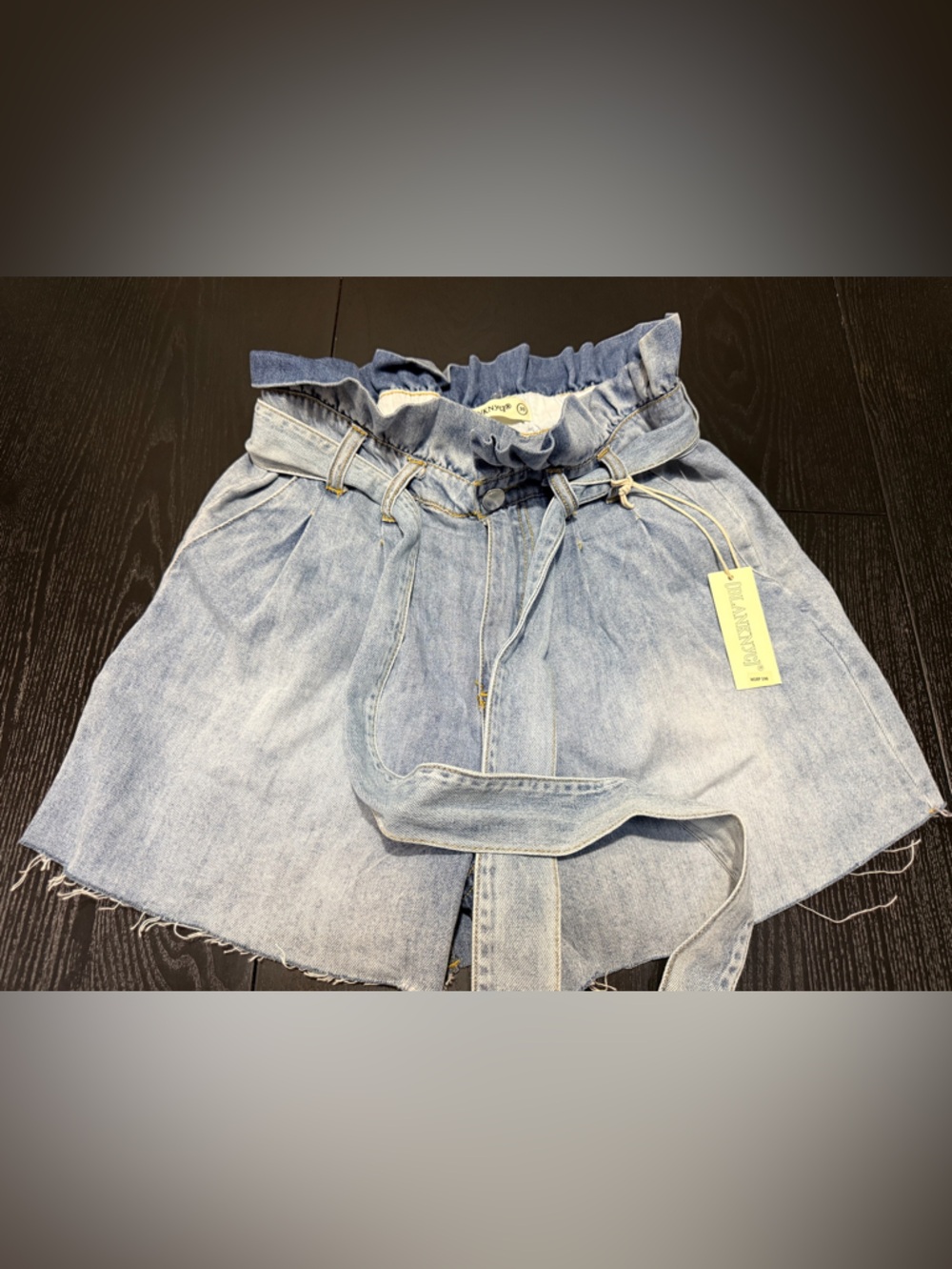 Blank NYC Light Blue Paperbag Denim Shorts